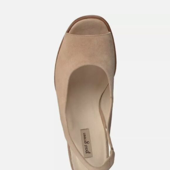 Paul Green Savannah Pump Tan Suede Peep Toe Block Heel Size 7,5 - Picture 15 of 15